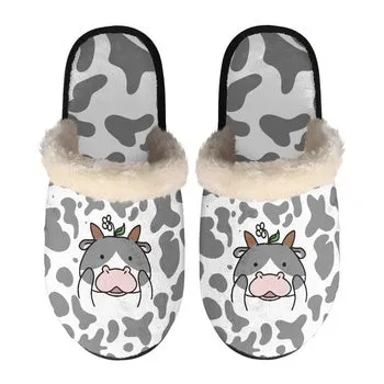 Zoo Animals Print on Demand Artwork Women's Fur Lined House Slippers